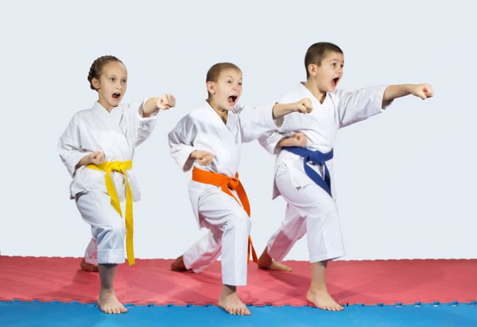 martial arts kids yelling