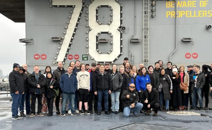 Martial arts wealth group on Navy ship.