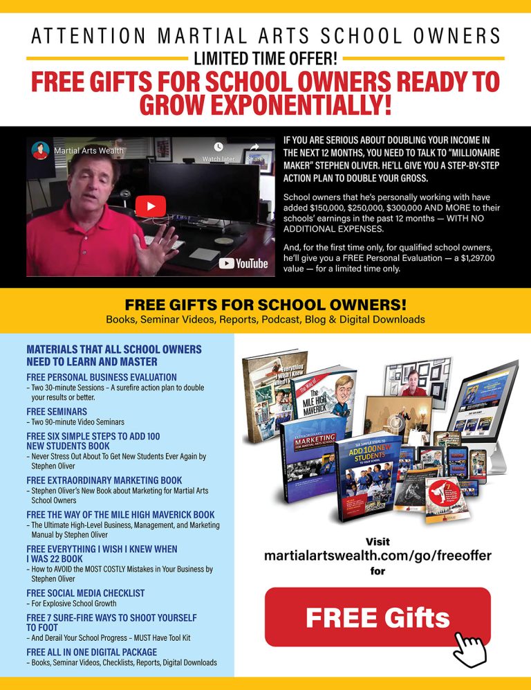 Stephen Oliver Martial Arts Wealth ad.