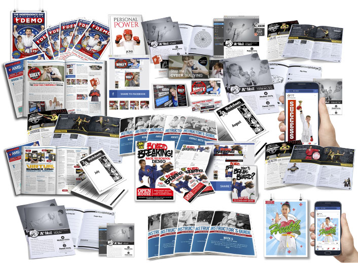 A group of AMSkids marketing materials.