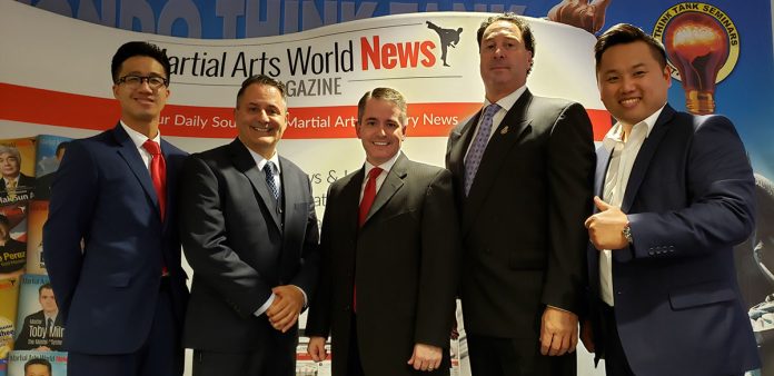 The Martial Arts World News Team Poses with Shihan Alberigo and Grandmaster Patire